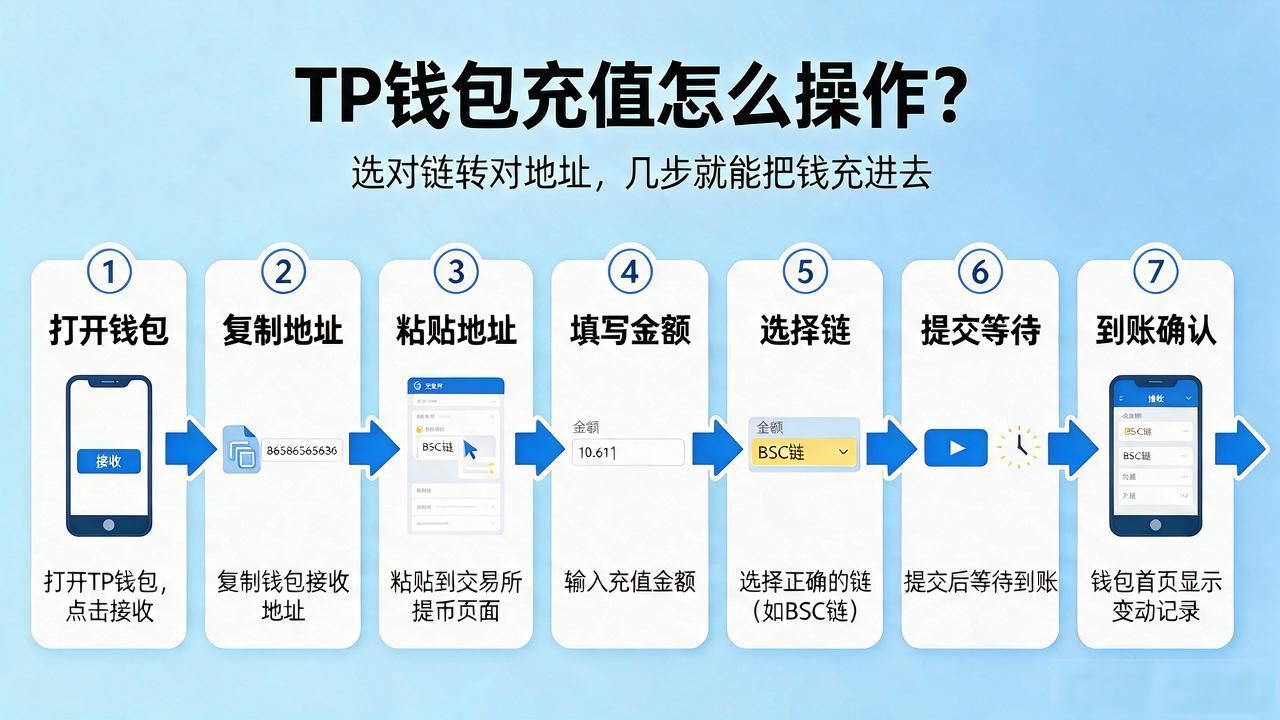 TP钱包充值怎么操作？选对链转对地址，几步就能把钱充进去